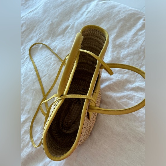 JACQUEMUS woven beach bag with yellow leather straps - Picture 5 of 5